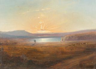 Carl Robert Kummer - Schottische Landschaft bei Sonnenuntergang.