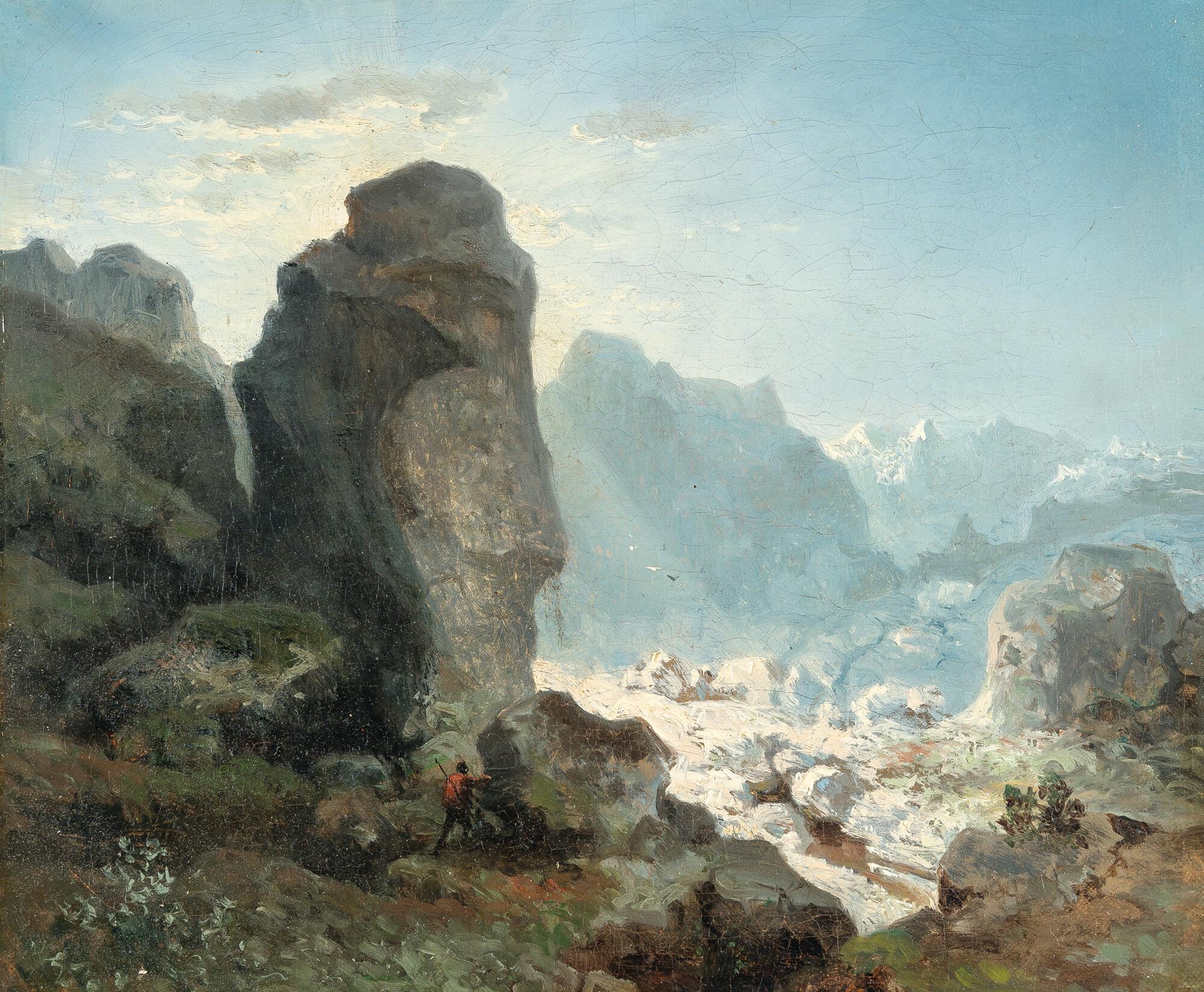 Carl Robert Kummer - Wanderer auf dem Jungfraugletscher in den Berner Alpen