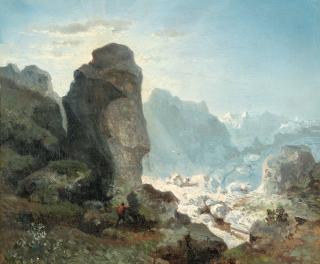 Carl Robert Kummer - Wanderer auf dem Jungfraugletscher in den Berner Alpen