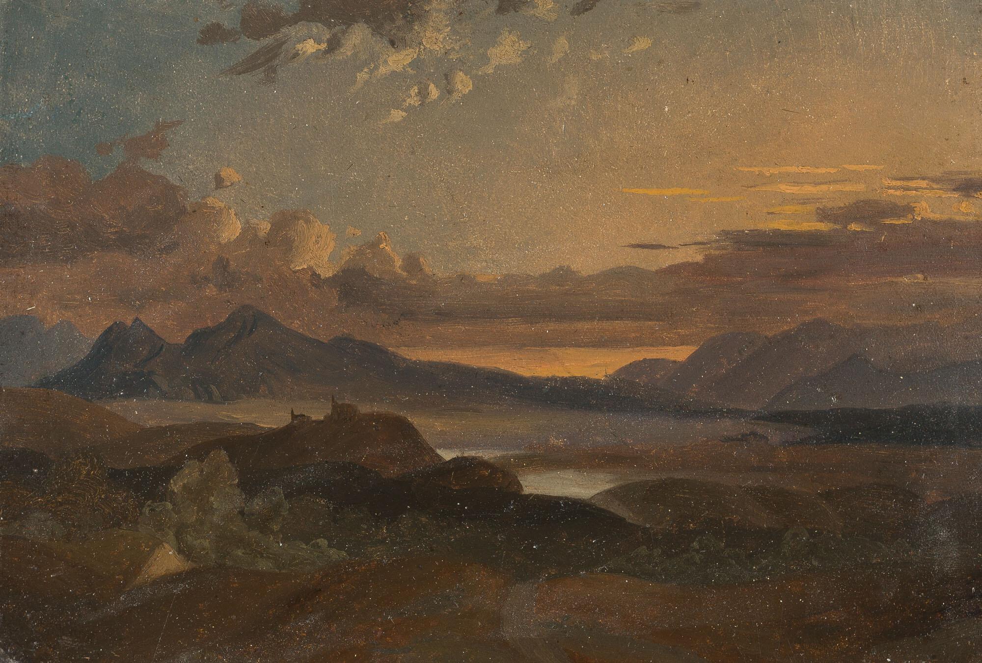 Carl Rottmann - Alpenlandschaft im Abendlicht.