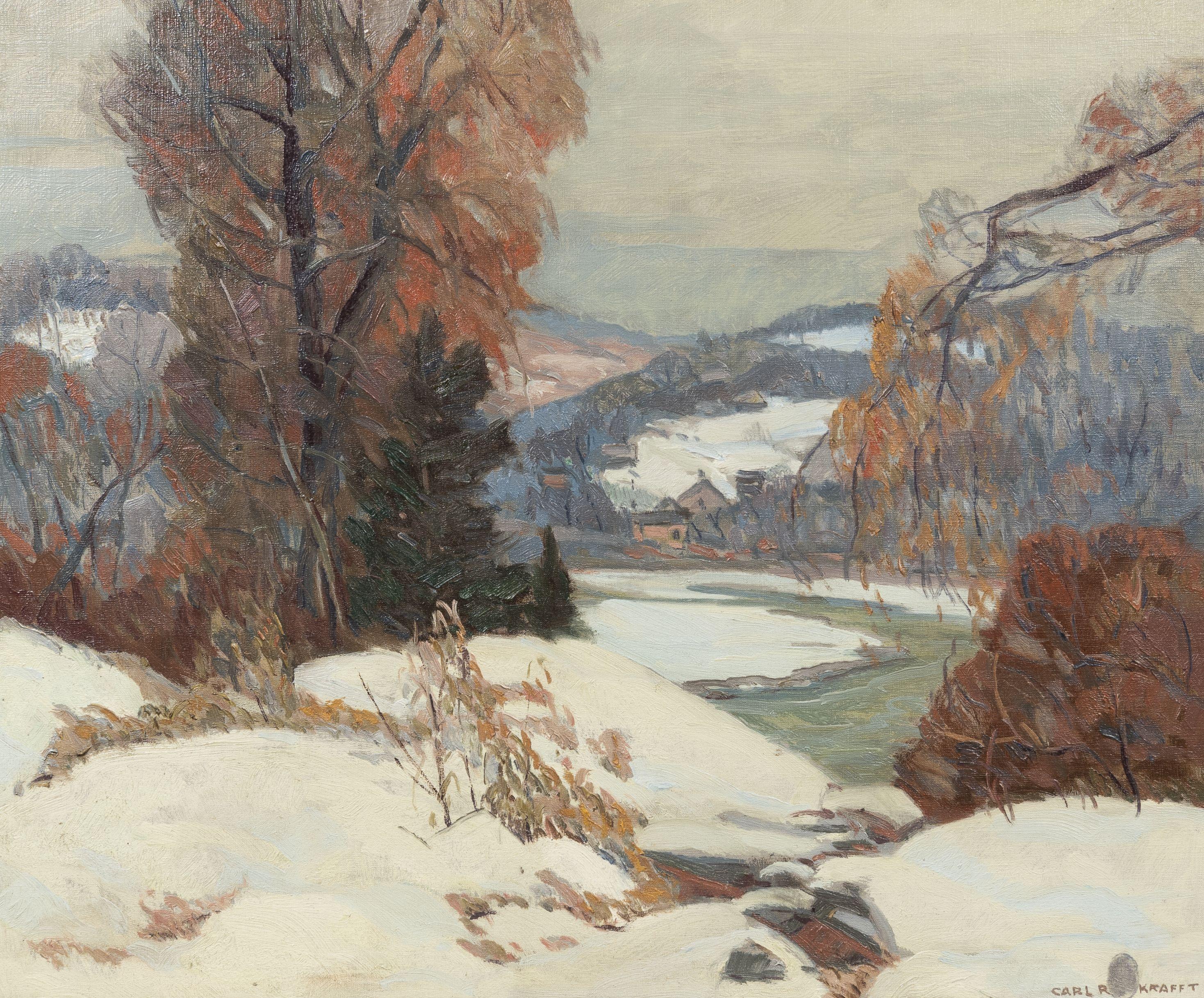 Carl Rudolph Krafft - Winter Landscape with Stream