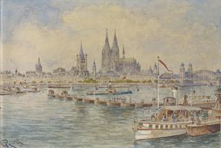 Carl Rüdell - Blick auf die Altstadt von Köln von der Deutzer Seite.