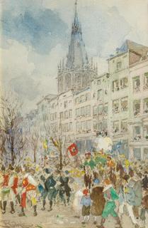 Carl Rüdell - Karnevalsumzug auf dem Alter Markt in Köln.