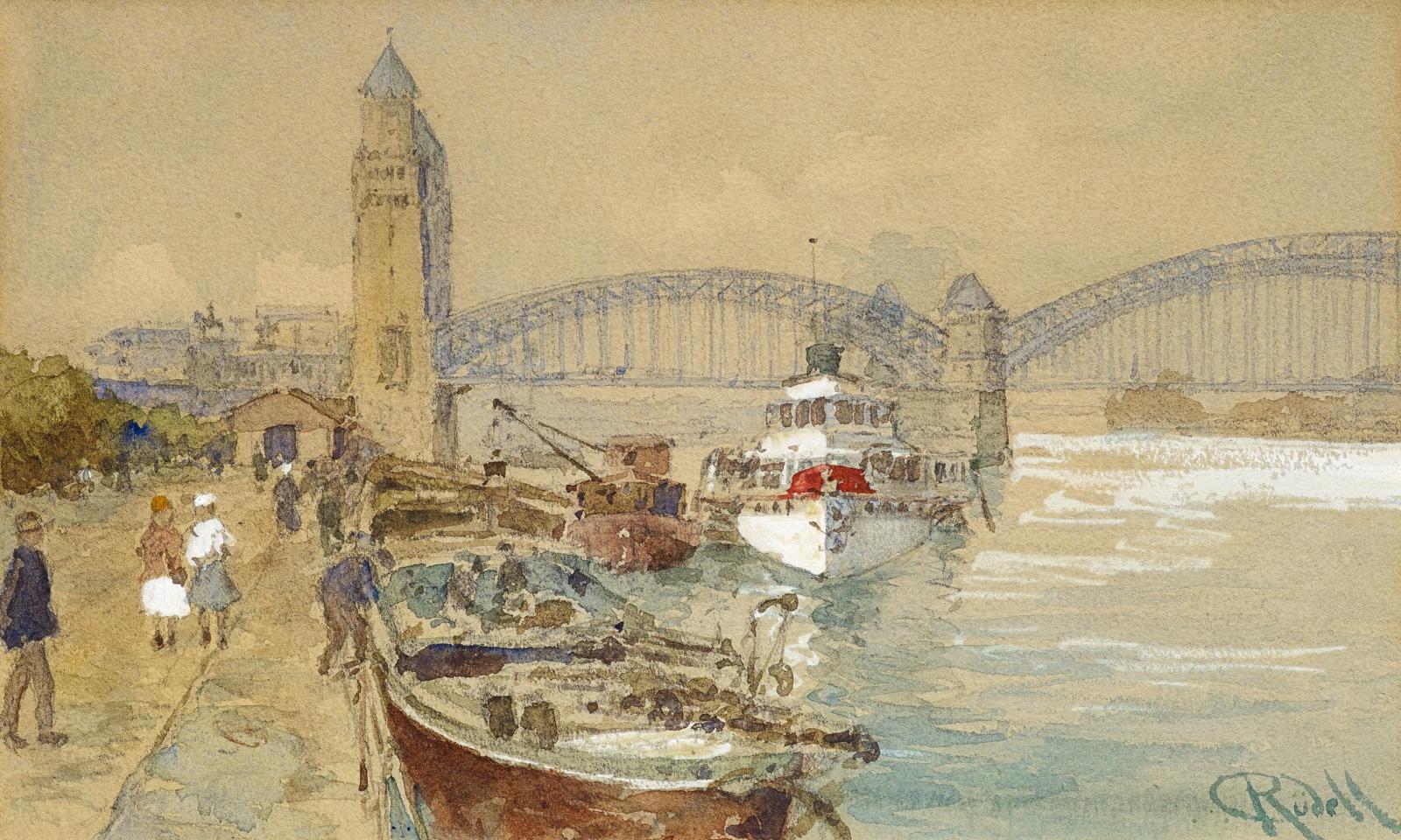 Carl Rüdell - Köln. Der Hafen bei der alten Hohenzollernbrücke.