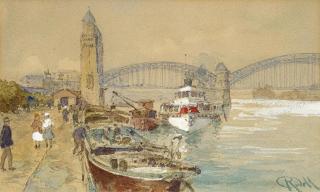 Carl Rüdell - Köln. Der Hafen bei der alten Hohenzollernbrücke.
