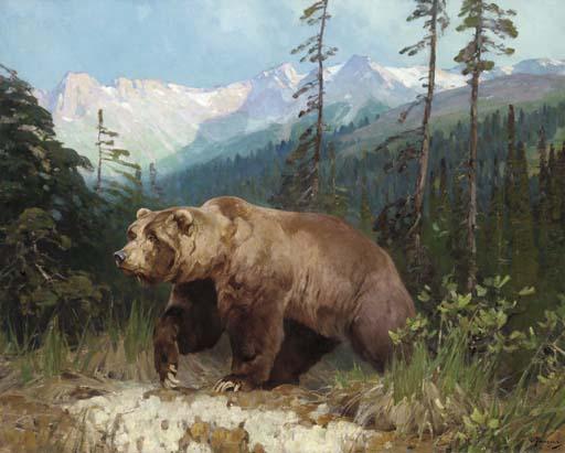 Carl Rungius - Alaskan Brown Bear-Out of the Shadows