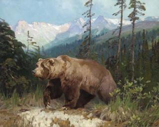 Carl Rungius - Alaskan Brown Bear-Out of the Shadows