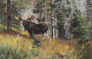 Carl Rungius - Moose in a Landscape