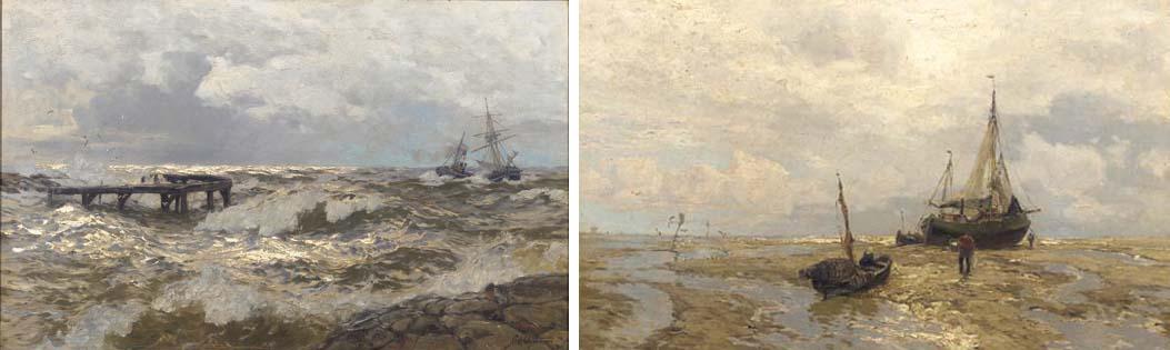 Carl Saltzmann - Im Wattenmeer; Einfahrt in den Hafen von Colberg