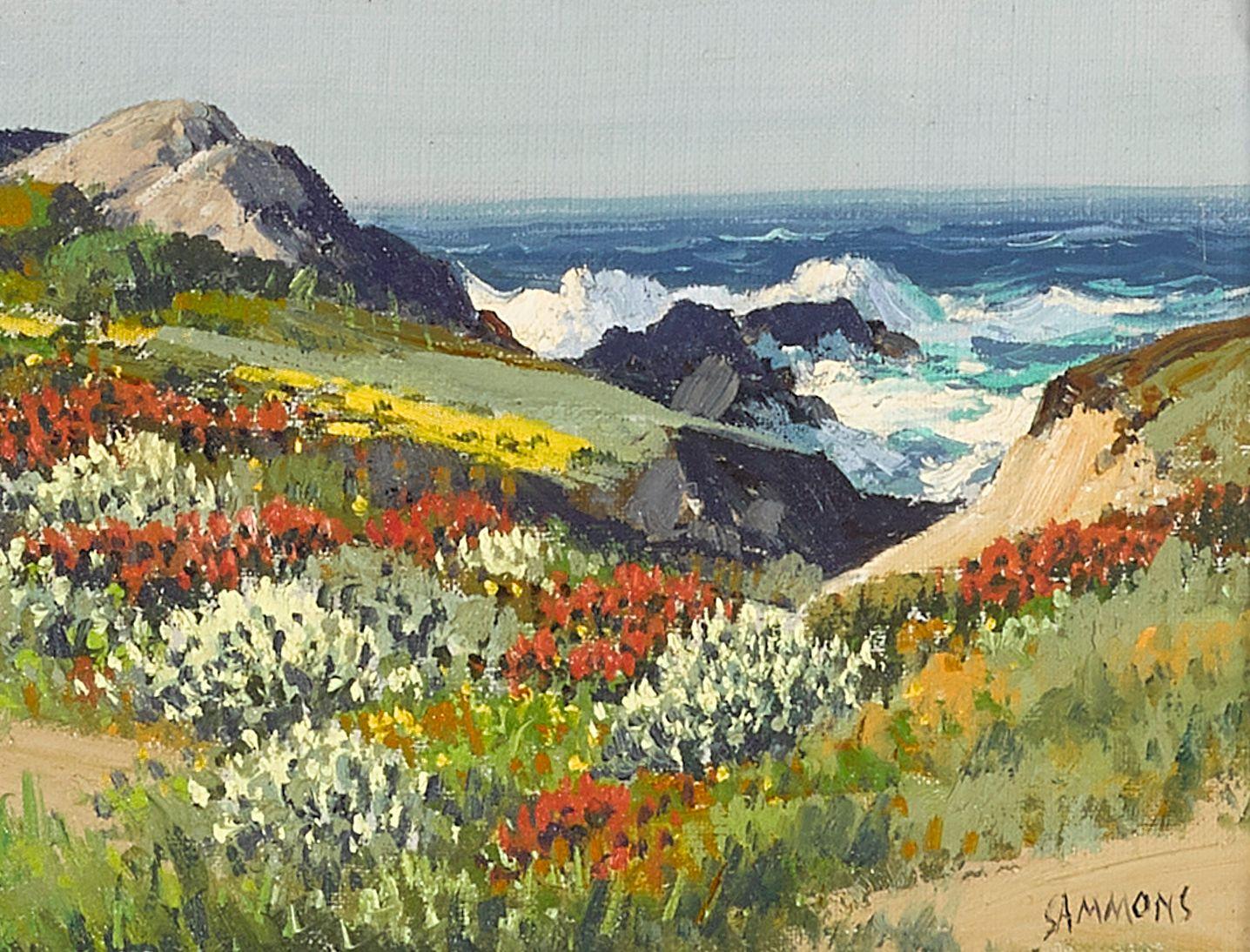 Carl Sammons - Brush Lupine and Indian Paint Brush - Carmel by the Sea and Wild Flowers - Monterey Hills (a group of two)
