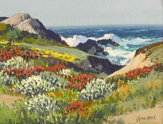 Carl Sammons - Brush Lupine and Indian Paint Brush - Carmel by the Sea and Wild Flowers - Monterey Hills (a group of two)
