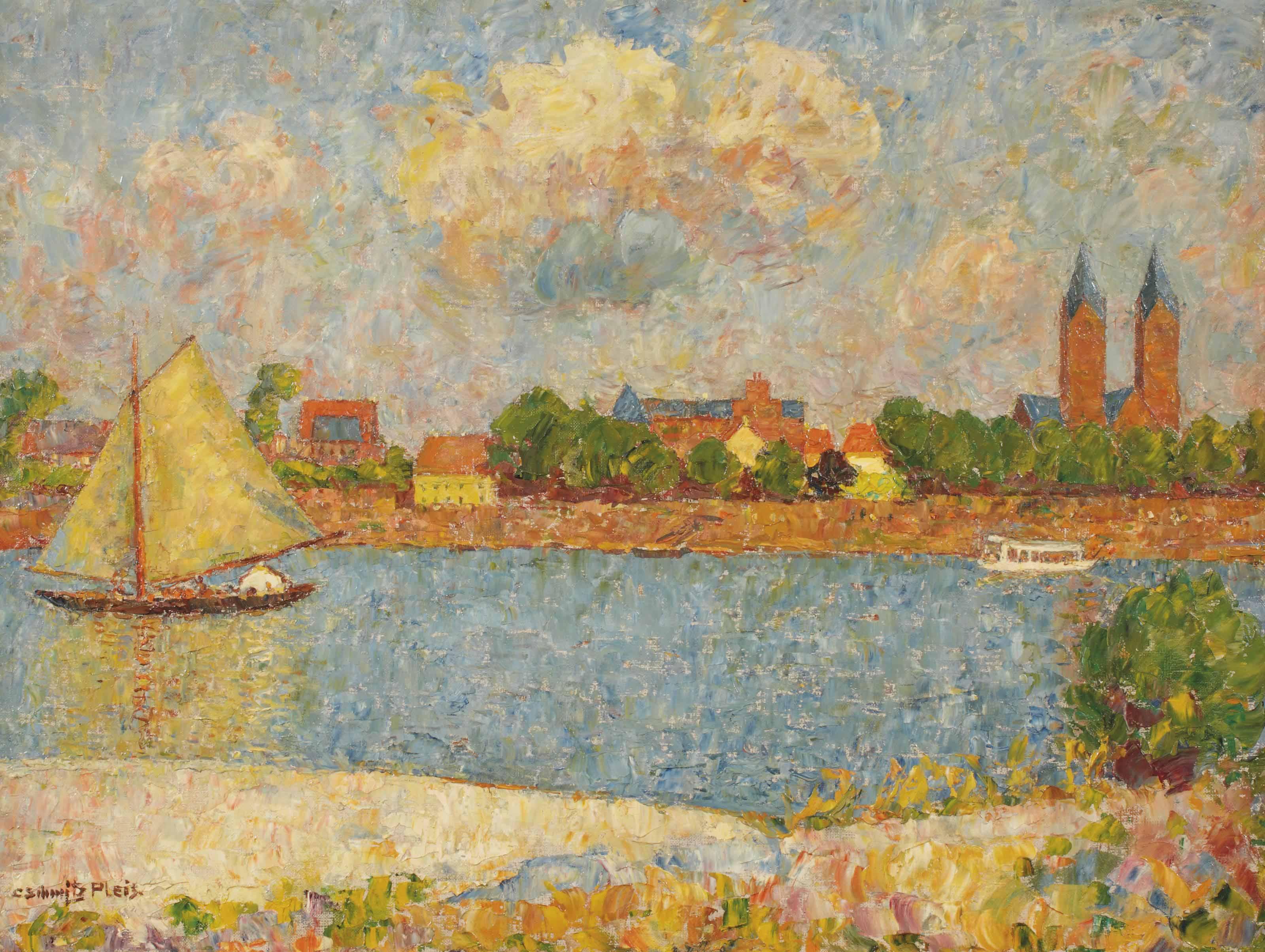 Carl Schmitz-Pleis - Boats on a river