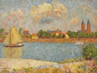 Carl Schmitz-Pleis - Boats on a river