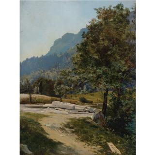 Carl Schuch - Austrian wald Mit Gefällten Bäumen (Wooded Landscape)
