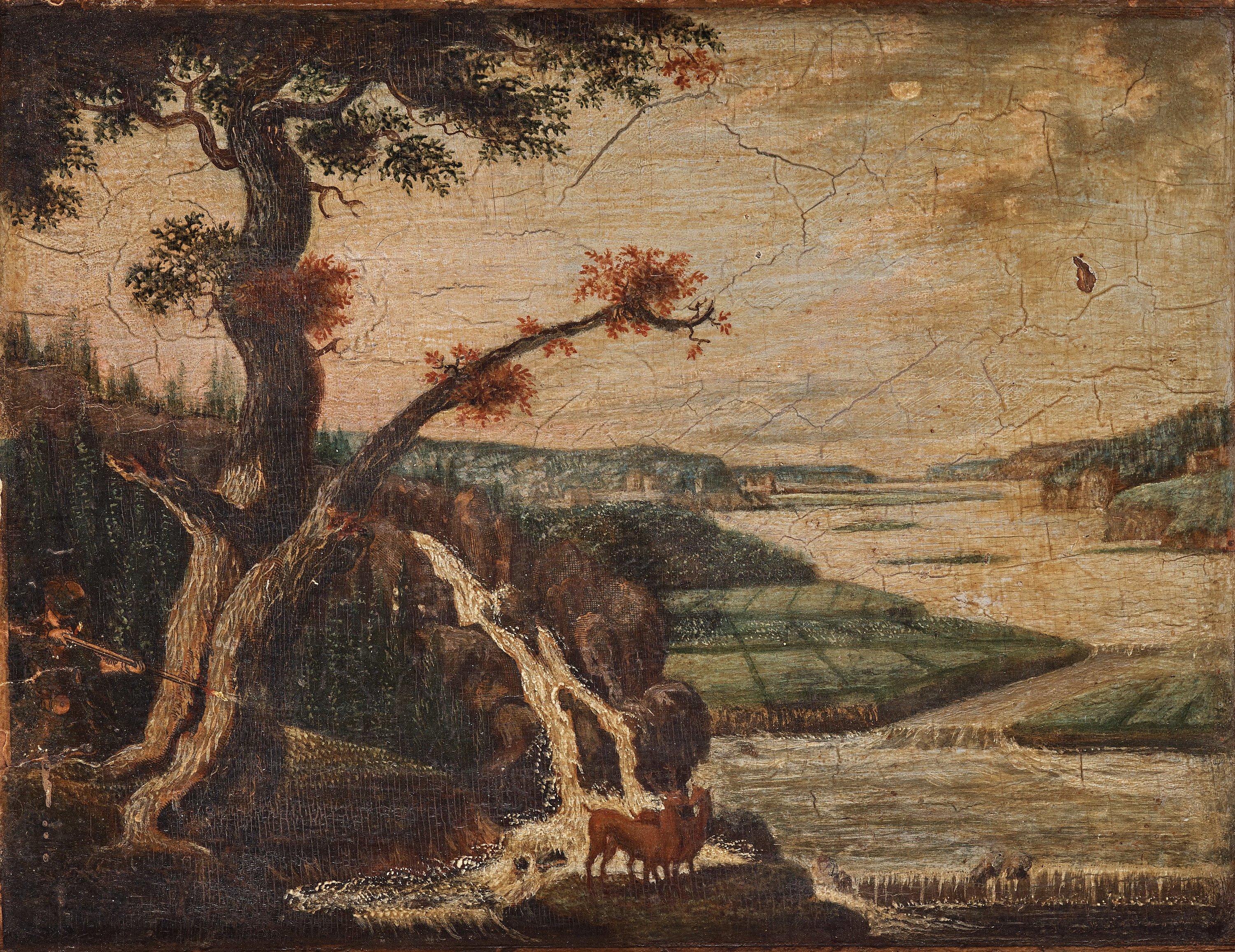 Carl Sparre - Extensive landscape with hunter.