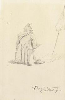 Carl Spitzweg - An artist sketching in the sun with a parasol