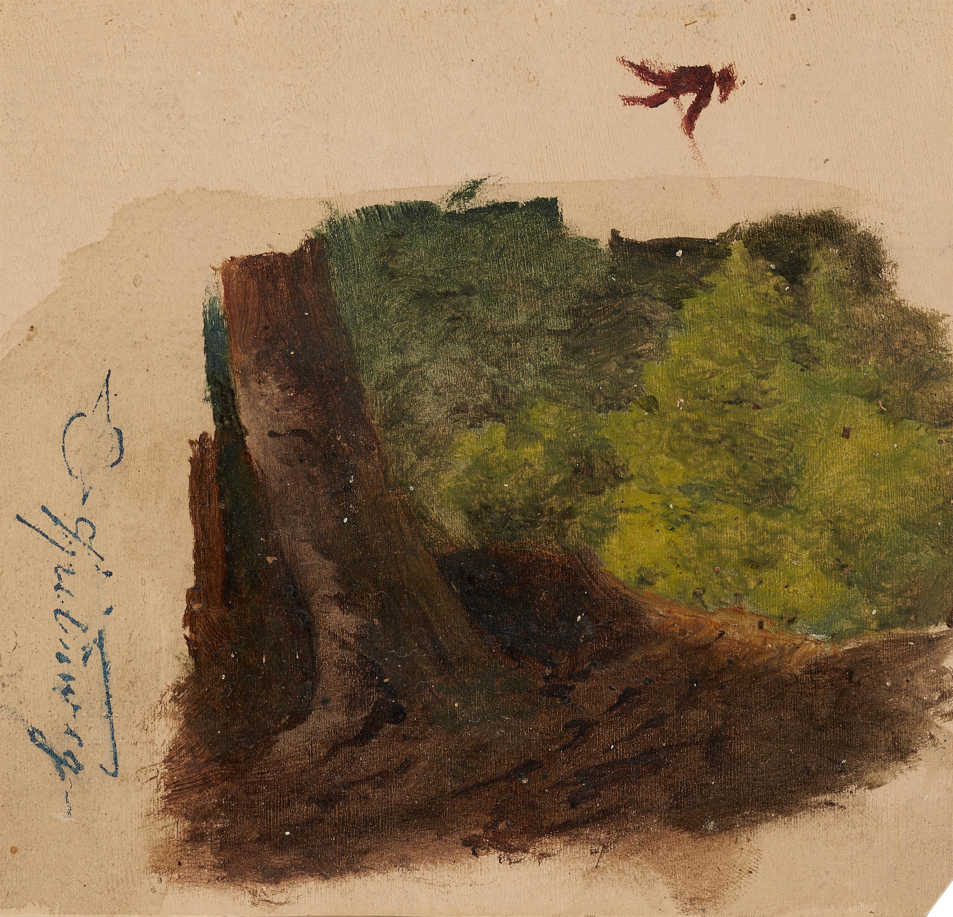 Carl Spitzweg - Baumstudie mit einem Angler