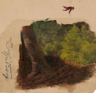 Carl Spitzweg - Baumstudie mit einem Angler