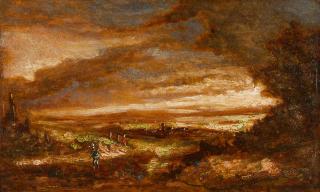 Carl Spitzweg - Herbstlandschaft bei aufziehendem Gewitter.