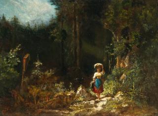 Carl Spitzweg - Mädchen im Walde (Schattiges Waldtal – Sennerin mit Kopflast)