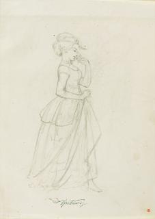 Carl Spitzweg - Schreitendes Mädchen.