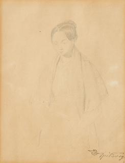 Carl Spitzweg - Stehendes Mädchen