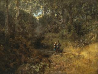 Carl Spitzweg - Waldlandschaft mit zwei Frauen