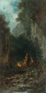 Carl Spitzweg - Waldschlucht mit drei Zigeunern