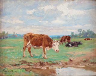 Carl Trägårdh - Landscape with grazing cows (”Vaches au pâturage”)