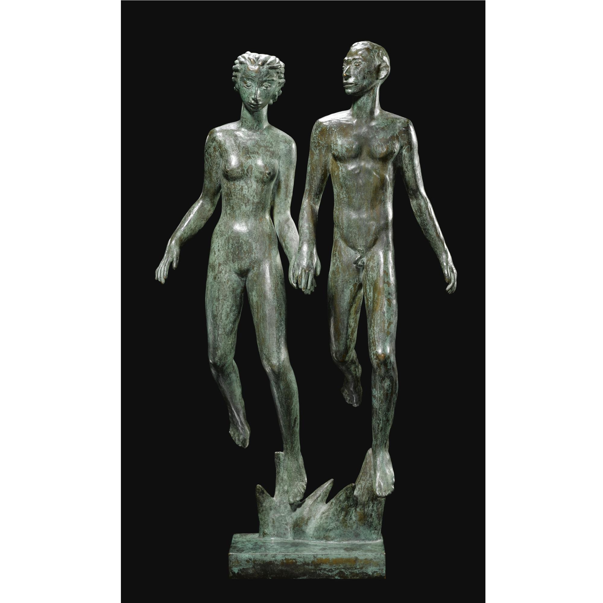 Carl Vilhelm Emil Milles - Swedish A Running Man And Woman