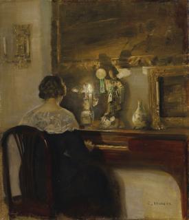 Carl Vilhelm Holsøe - A Lady Playing The Piano