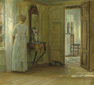 Carl Vilhelm Holsøe - Interior with a Woman by a Window