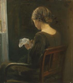 Carl Vilhelm Holsøe - Sewing at the window