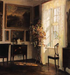 Carl Vilhelm Holsøe - Solfyldt Interiør (A sunlit interior)