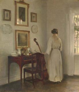 Carl Vilhelm Holsøe - Woman in an Interior