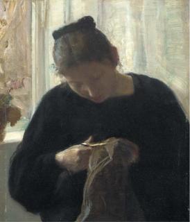 Carl Vilhelm Holsøoe - A Woman At Her Needlework