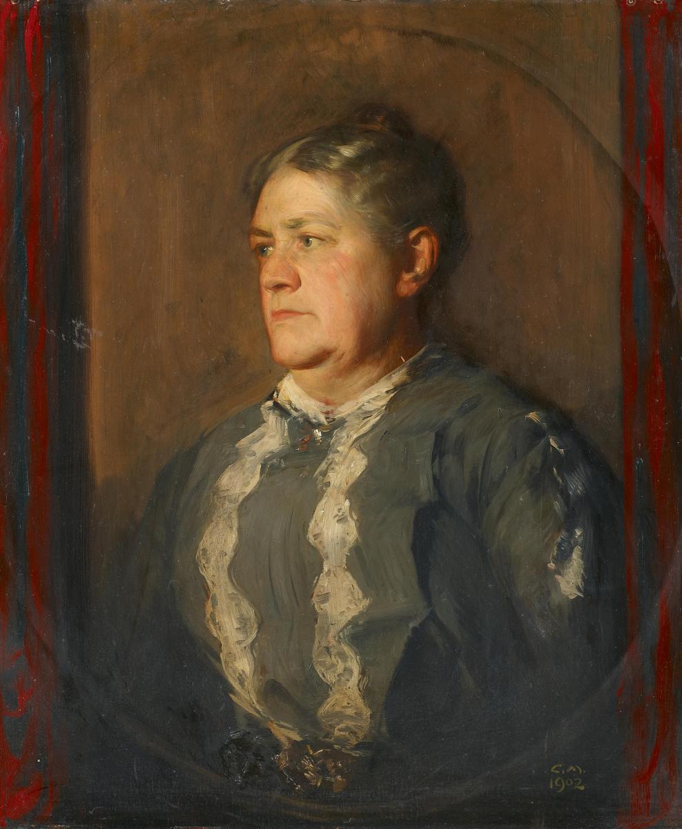 Carl von Marr - Berta Marr, Mutter des Künstlers, in schwarzem Kleid.