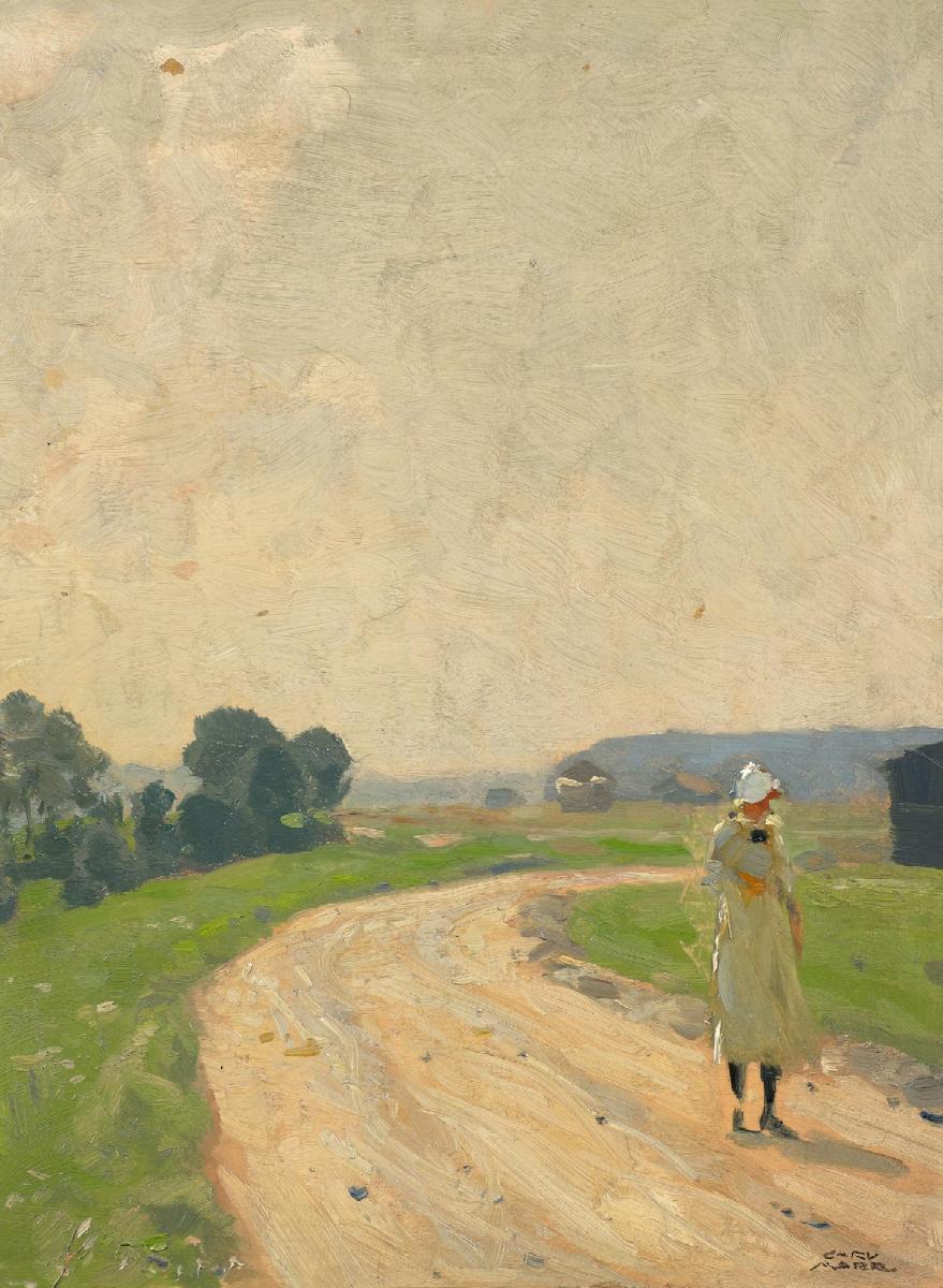 Carl von Marr - Der Spaziergang. Dora Maar auf dem Feldweg.