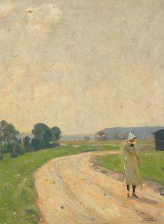 Carl von Marr - Der Spaziergang. Dora Maar auf dem Feldweg.