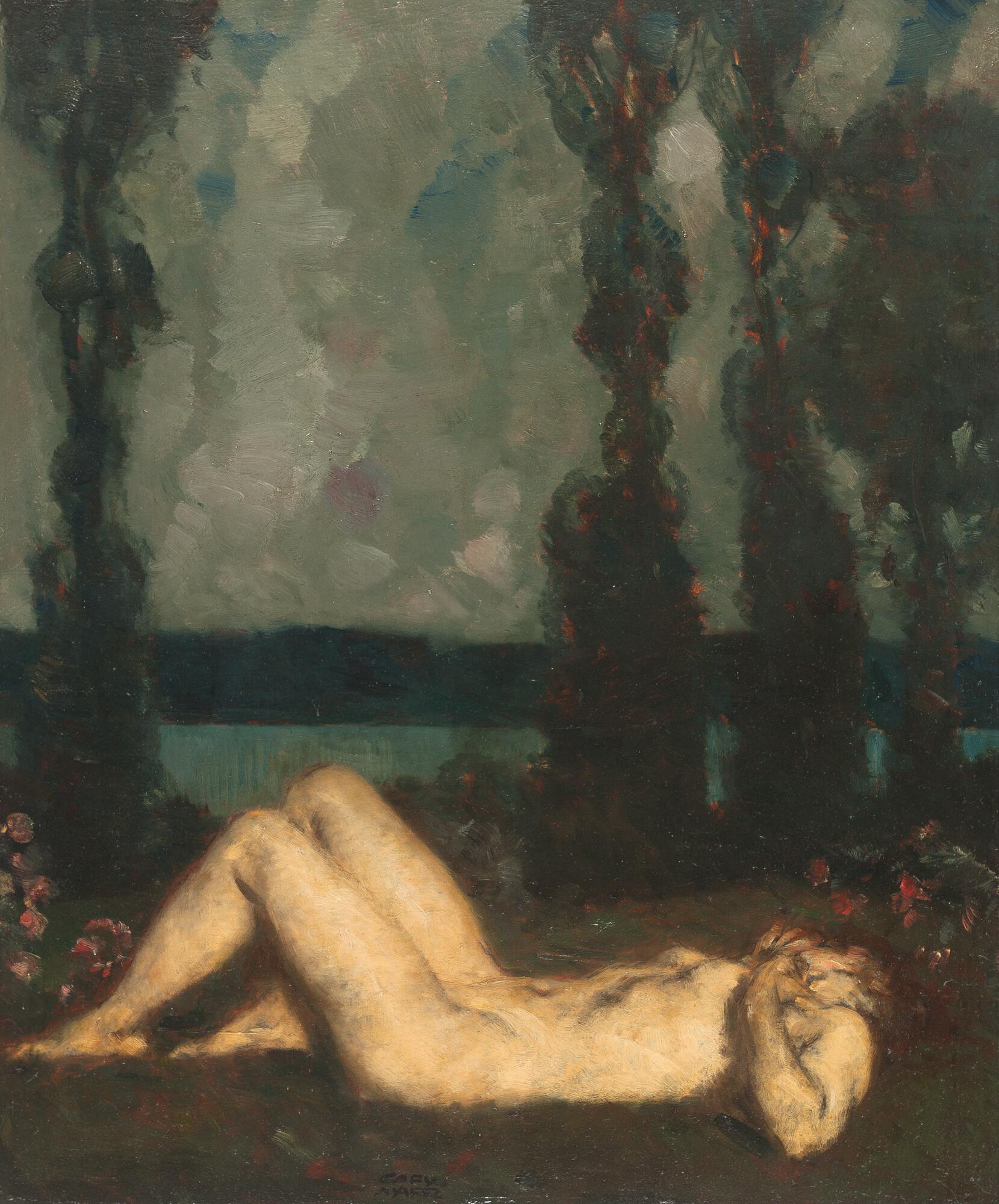 Carl von Marr - Liegender Frauenakt