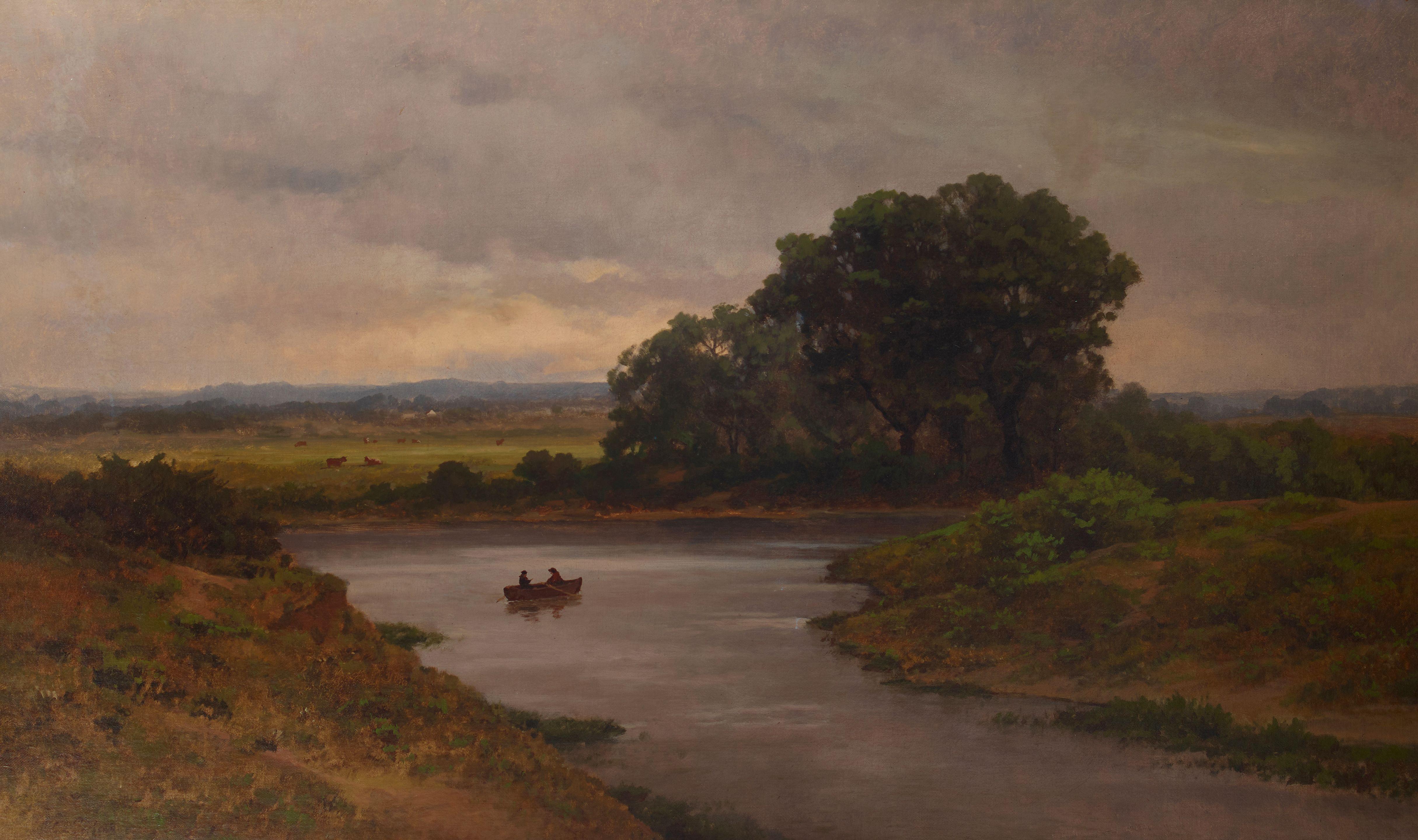 Carl Von Perbandt - A landscape with fisherman