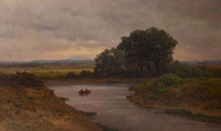 Carl Von Perbandt - A landscape with fisherman