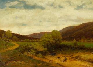 Carl Von Perbandt - California landscape with boy and dog