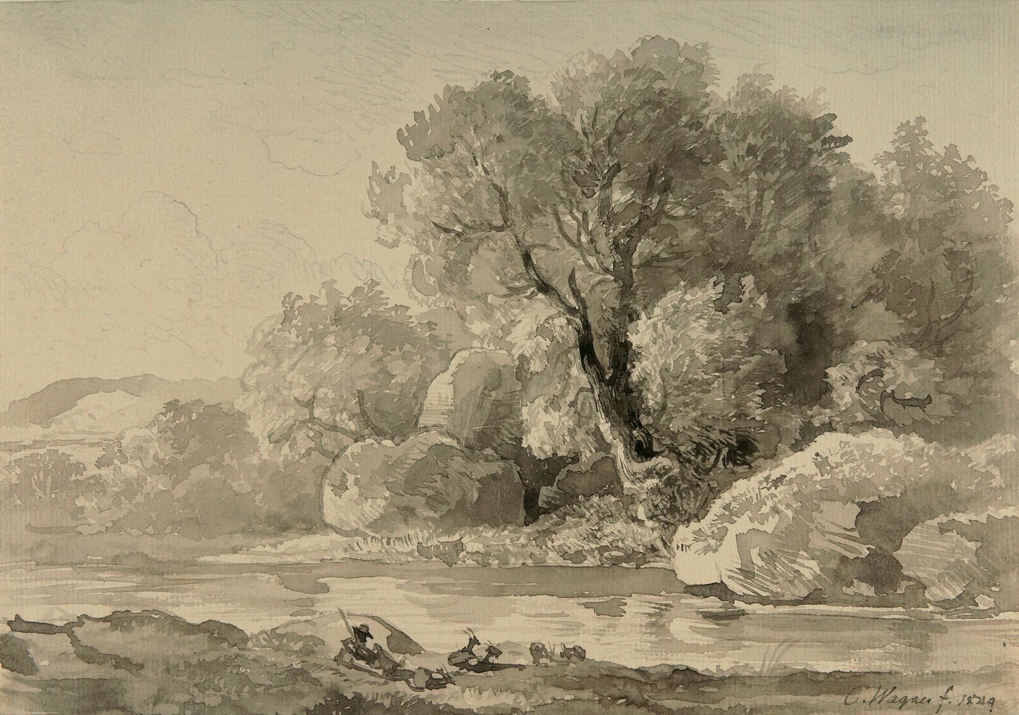 Carl Wagner - Schäfer mit Ziegen bei Meiningen.