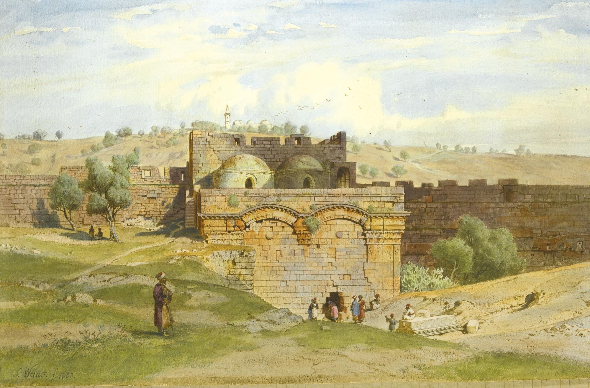 Carl Werner - German the Golden Gate, Jerusalem, The Mount Of Olives Beyond