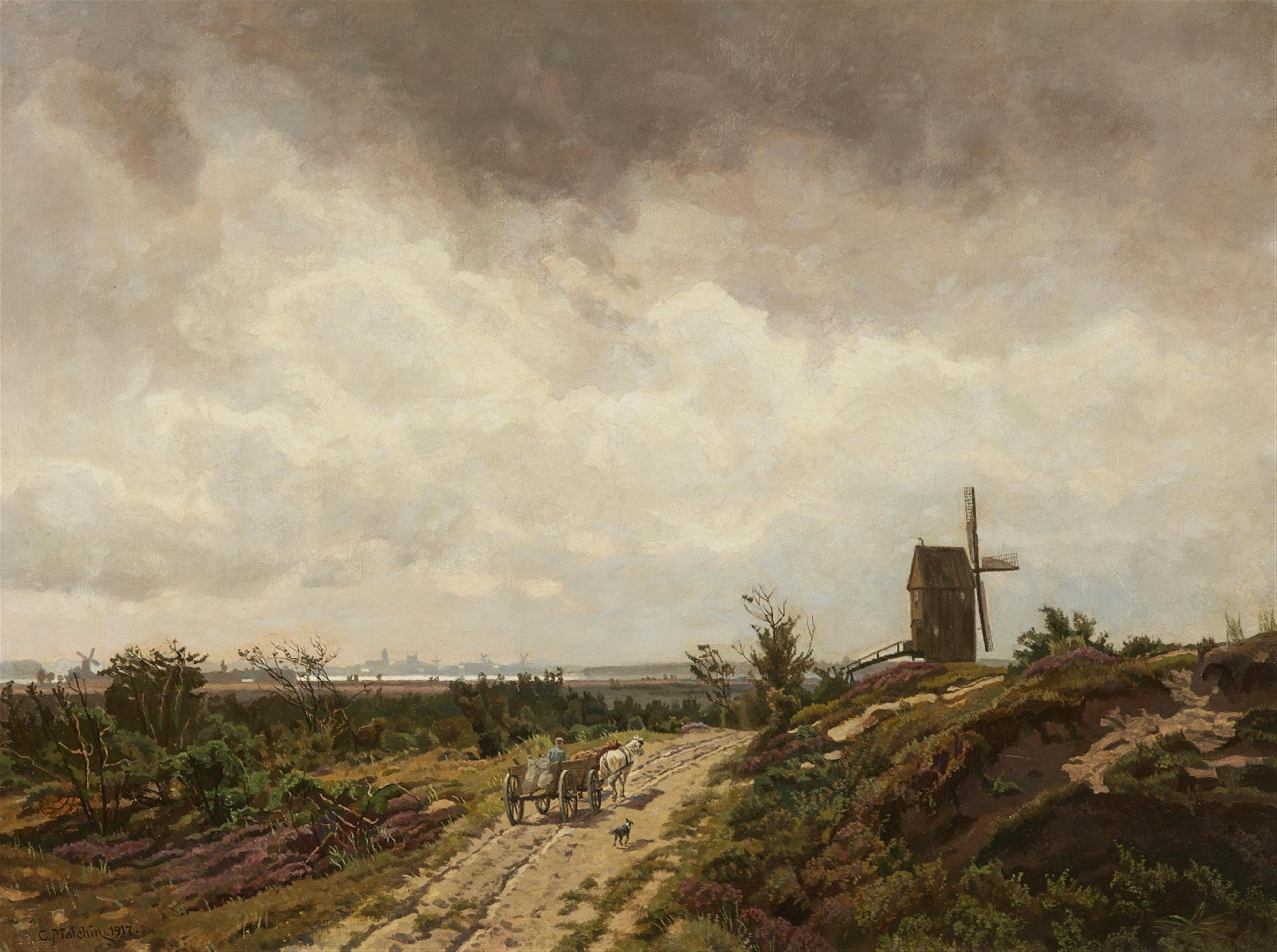 Carl Wilhelm Christian Malchin - Sommerweg bei der Mühle mit Blick auf Schwerin
