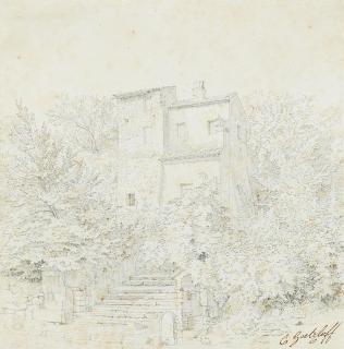 Carl Wilhelm Götzloff - Das Oratorio del Crocifisso an der Via Appia bei Albano