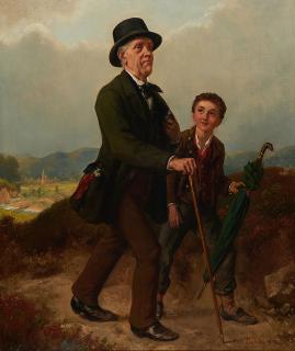 Carl Wilhelm Hübner - Wanderer mit Jungem.
