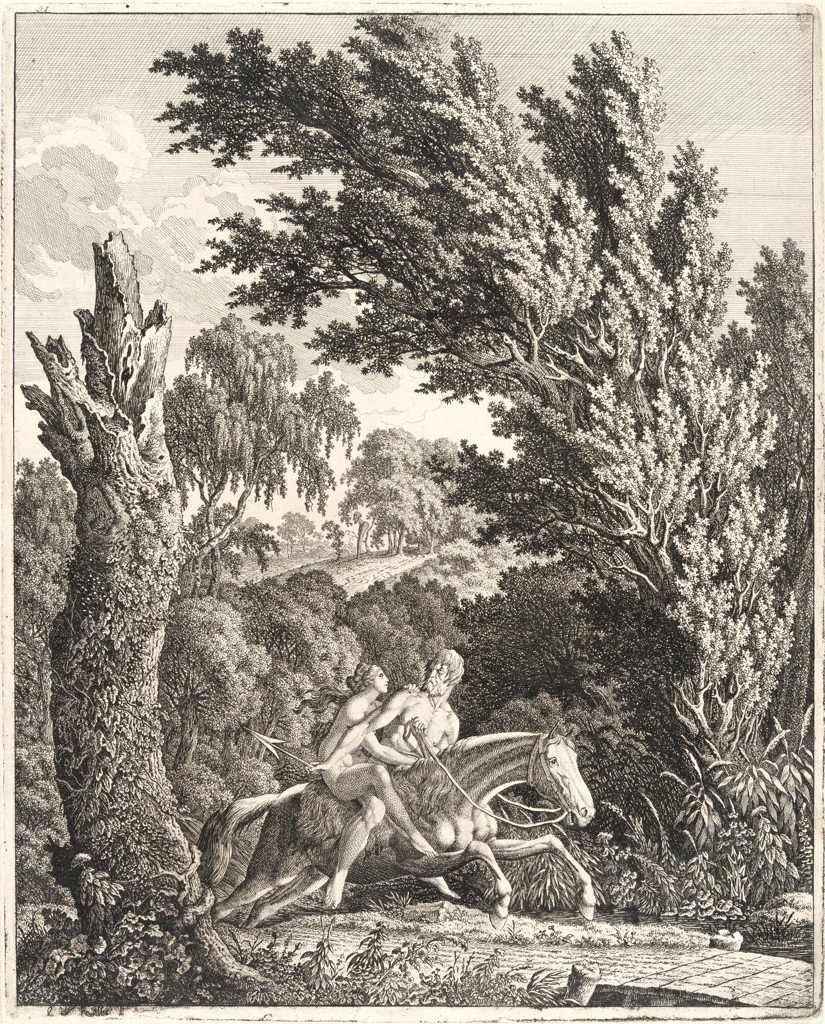 Carl Wilhelm Kolbe d. Ä. - 3 Bll.: Ein Reiter mit Lanze – Ein Satyr verfolgt eine Nymphe – Reitender Kuhhirte