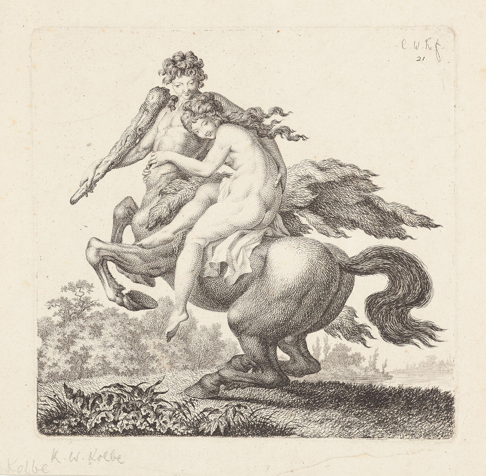 Carl Wilhelm Kolbe d. Ä. - Kentaur mit einer Keule und einem nackten Mädchen